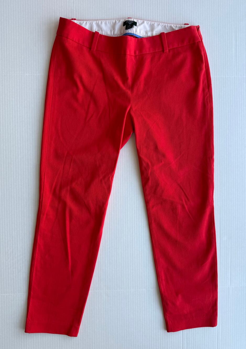 J.Crew Winnie Pant City Fit Stretch Side Zip Capri Red-Orange 8